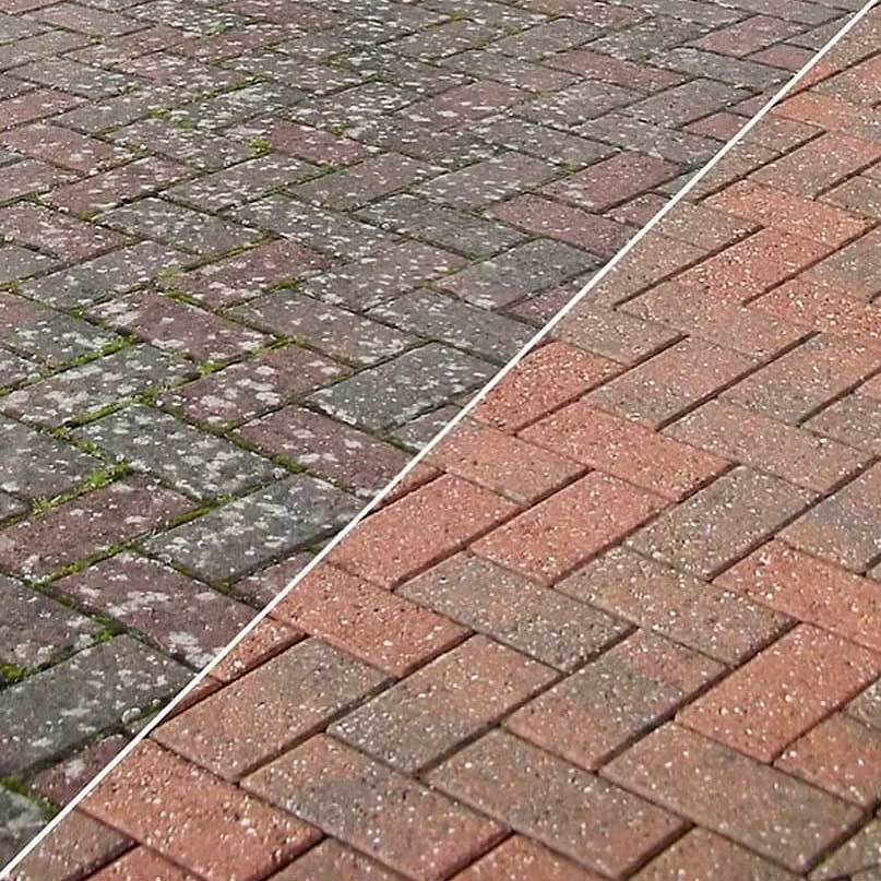 stone-cleaning Midlands Pressure Washing block driveway before and after cleaning